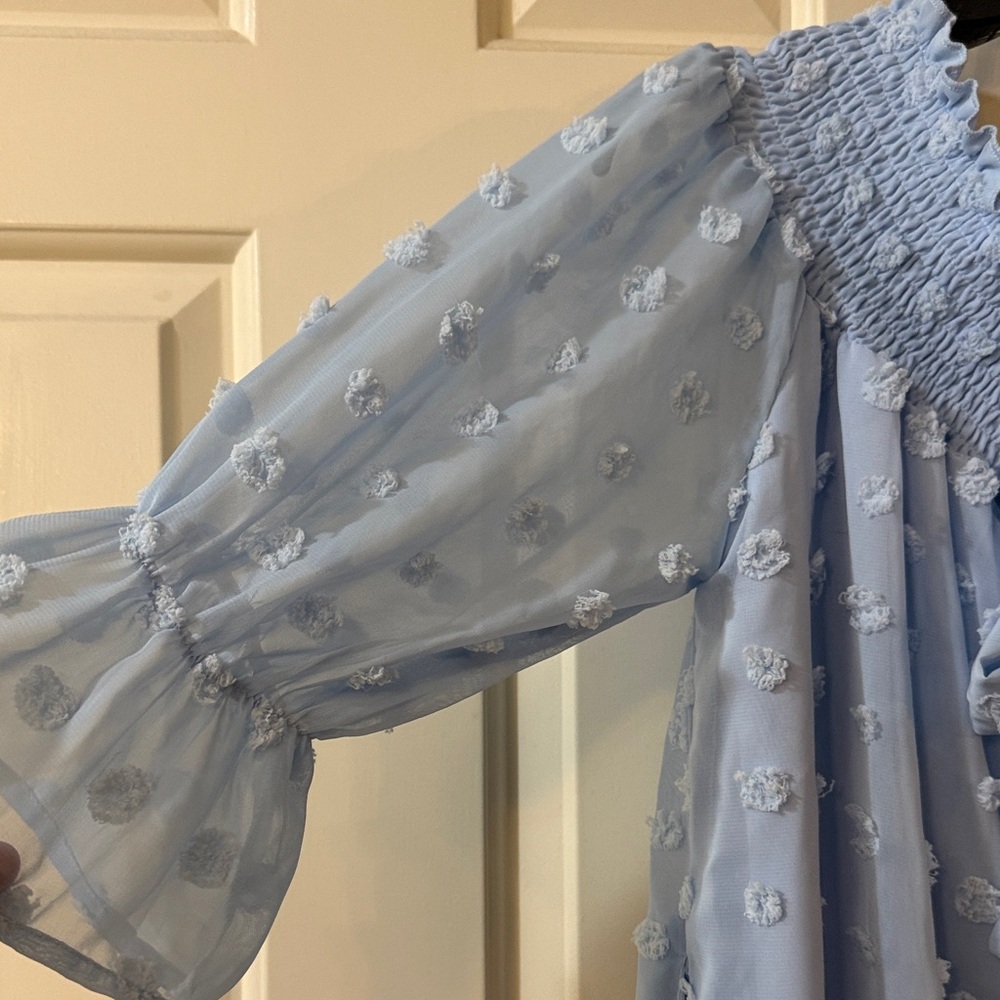 Blue Smocked Women's Size M Dress - Picture 3 of 8